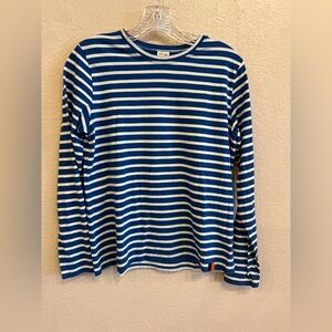 Kule Modern Long Sleeve Navy Blue White Striped T Shirt Size Medium
